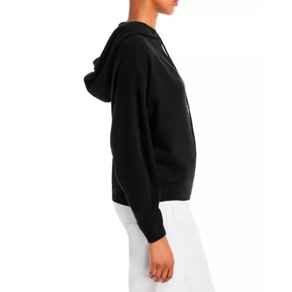 AQUA Black 100% Cashmere Drop Shoulder Hoodie Size Large NWT - Picture 3 of 9